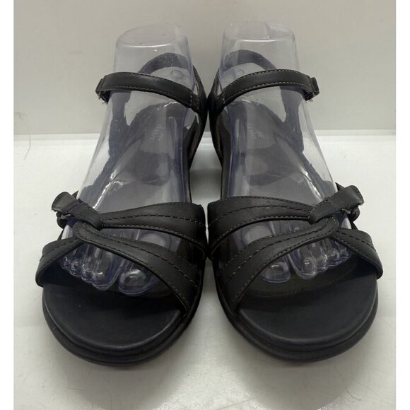 Dansko Women's Sz 38 7.5 US Black Leather Twisted Strap Flat Sandals 6306020200 - Picture 2 of 9